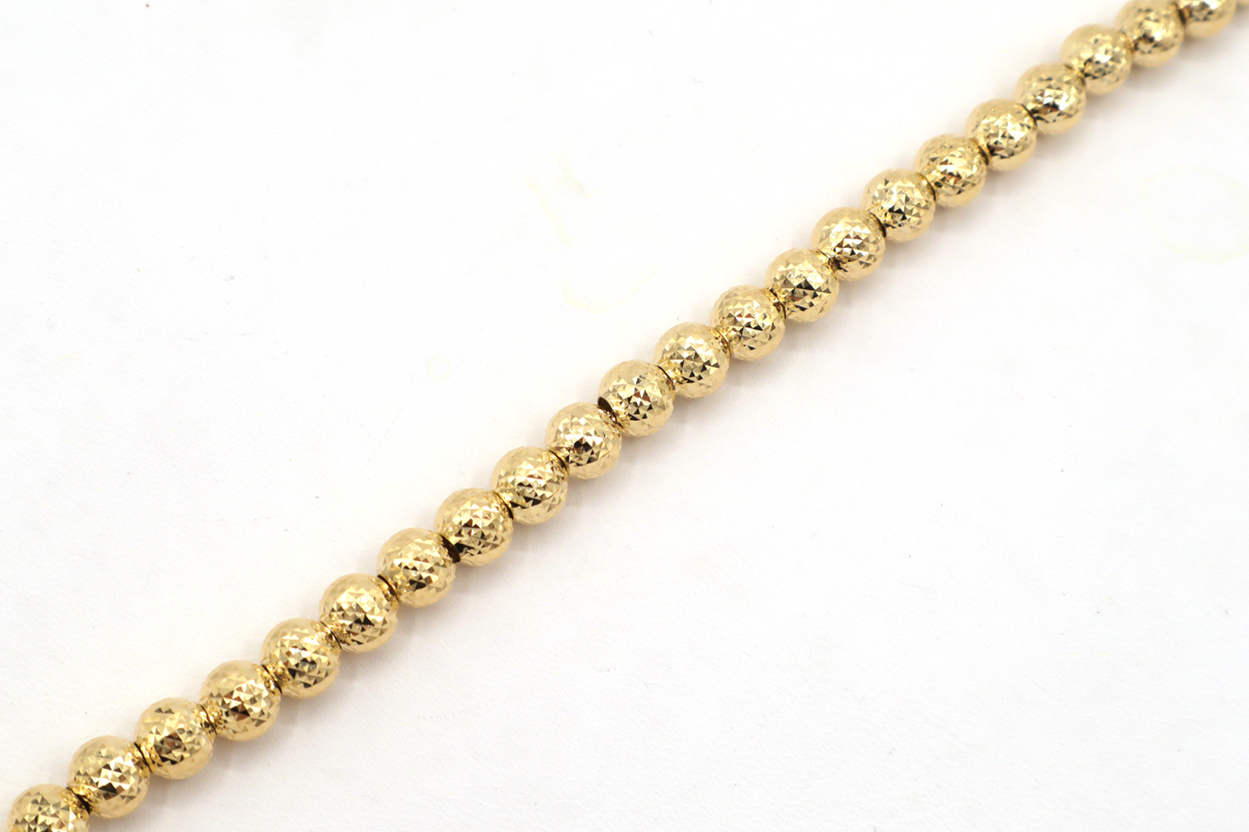 14K Solid Gold Diamond-Cut Moon Beads Bracelet 6-86"
