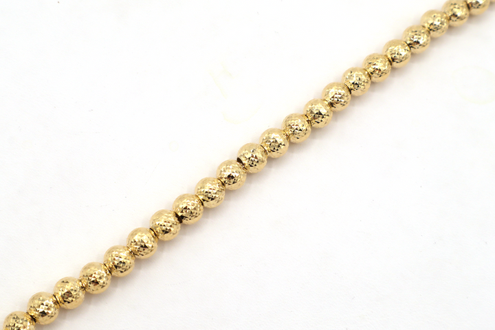 14K Solid Gold Diamond-Cut Moon Beads Bracelet 6-86"