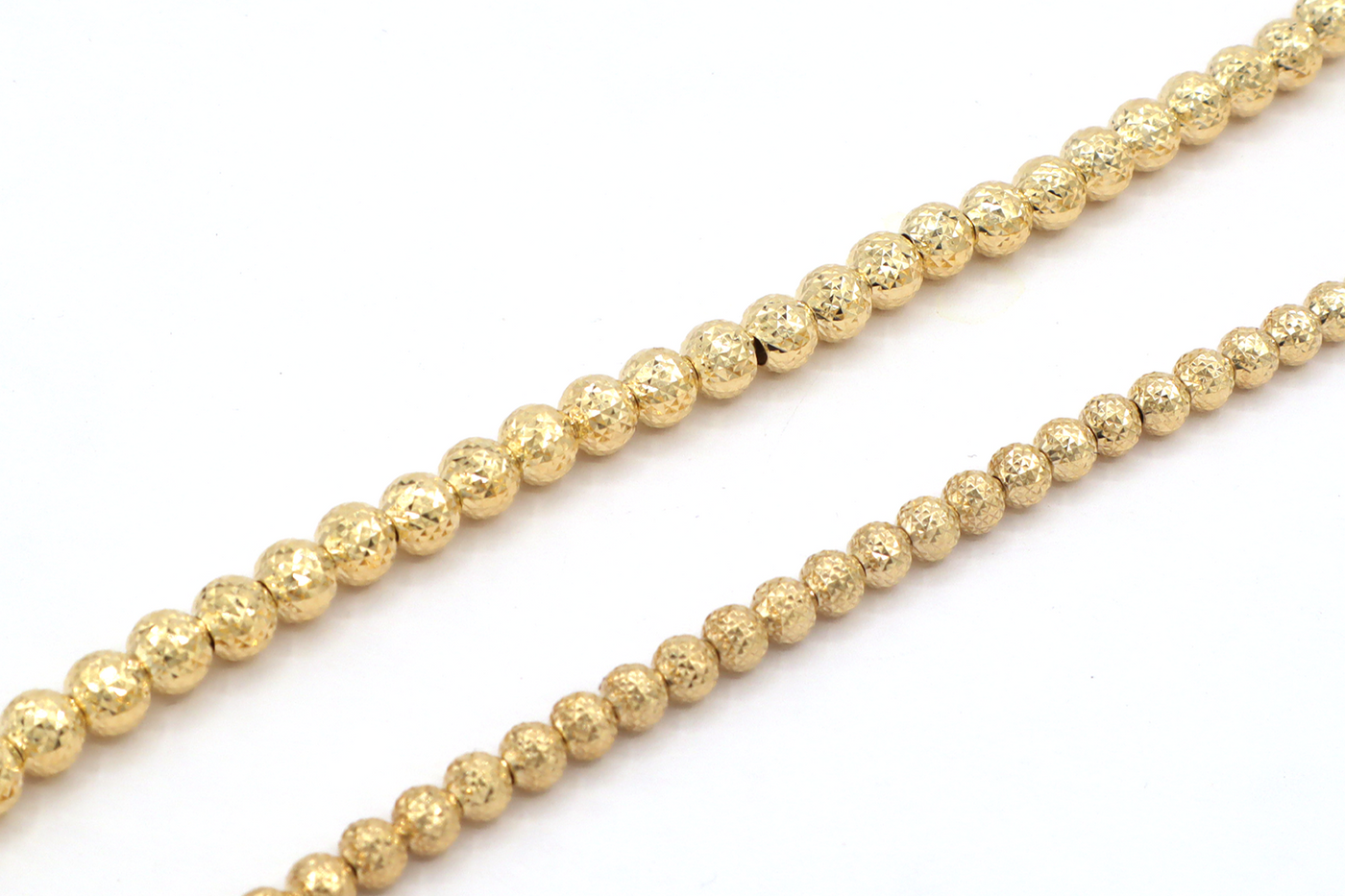 14K Solid Gold Diamond-Cut Moon Beads Bracelet 6-86"