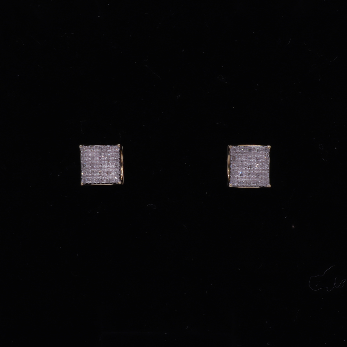 Greek Pillar Pavé Diamond Stud Earrings 10K Yellow Gold - STF DIAMONDS