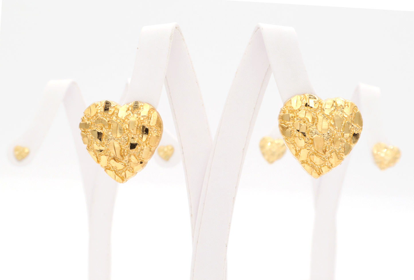 10K Real Gold Heart nugget Earrings Timeless Elegance - STF Diamonds