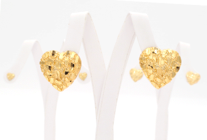 10K Real Gold Heart nugget Earrings Timeless Elegance - STF Diamonds