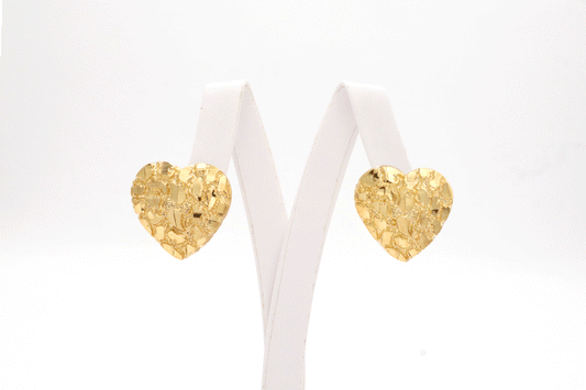 10K Real Gold Heart nugget Earrings Timeless Elegance - STF Diamonds