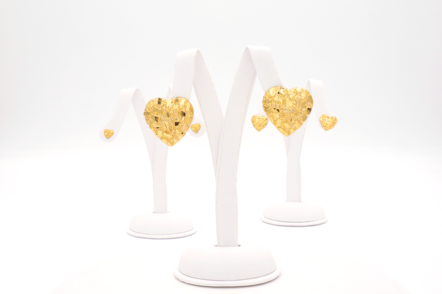 10K Real Gold Heart nugget Earrings Timeless Elegance - STF Diamonds