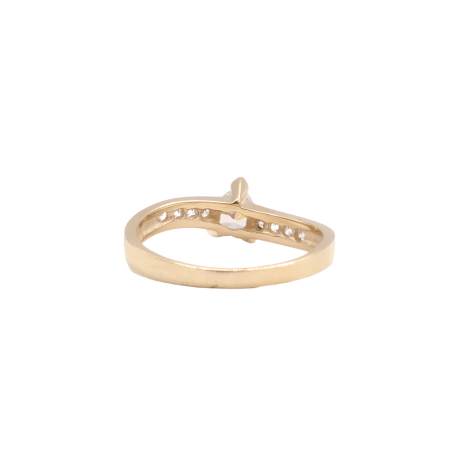 14K Solid Yellow Gold Heart CZ Engagement Ring