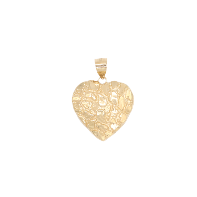 10K Solid Yellow Gold Big Love Heart Nugget Charm