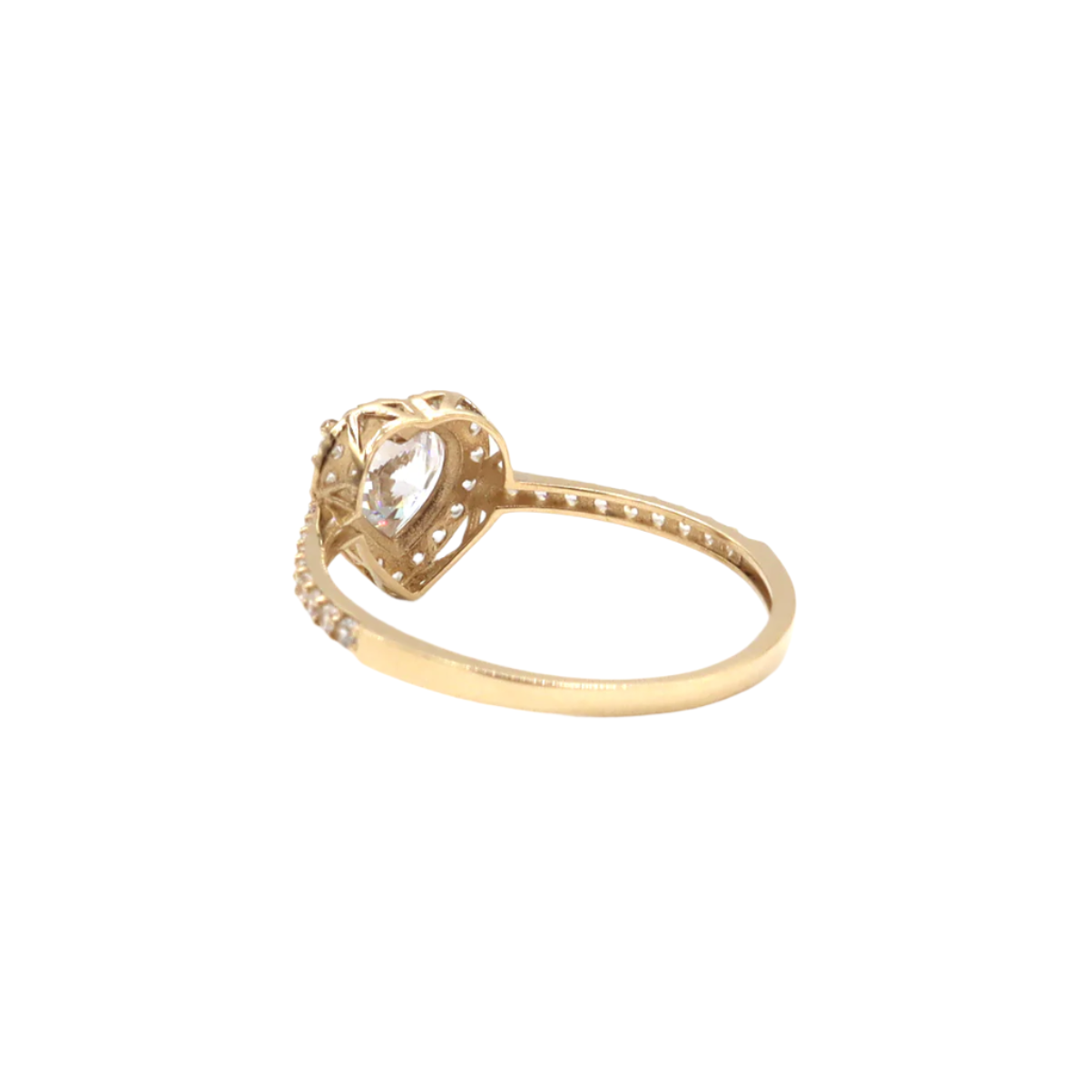 10K Solid Yellow Gold Heart CZ Engagement Ring