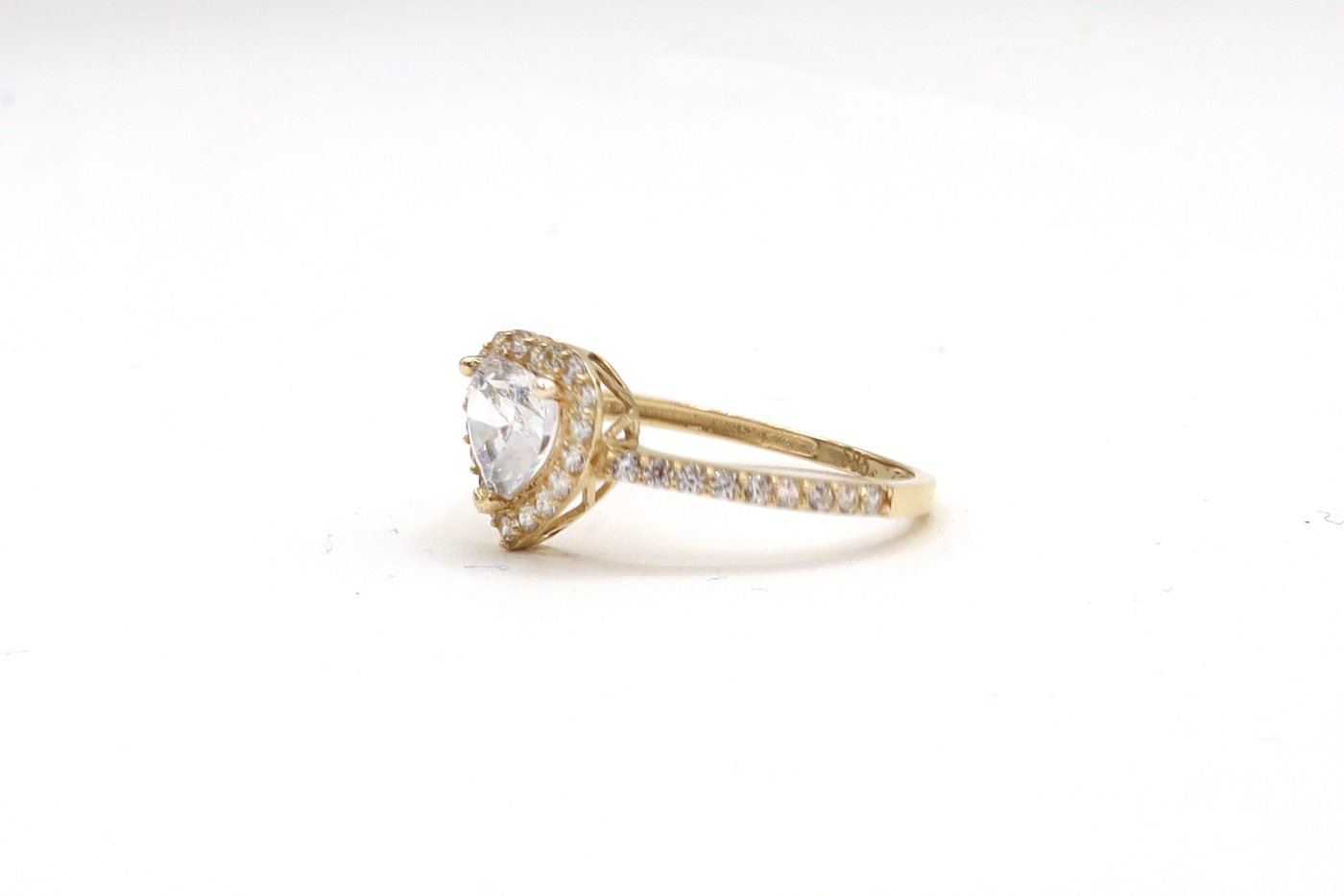 10K Solid Yellow Gold Heart CZ Engagement Ring