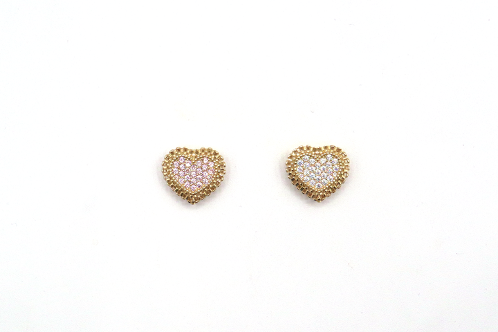 10K Solid Yellow Gold Rolly Heart CZ Pendant