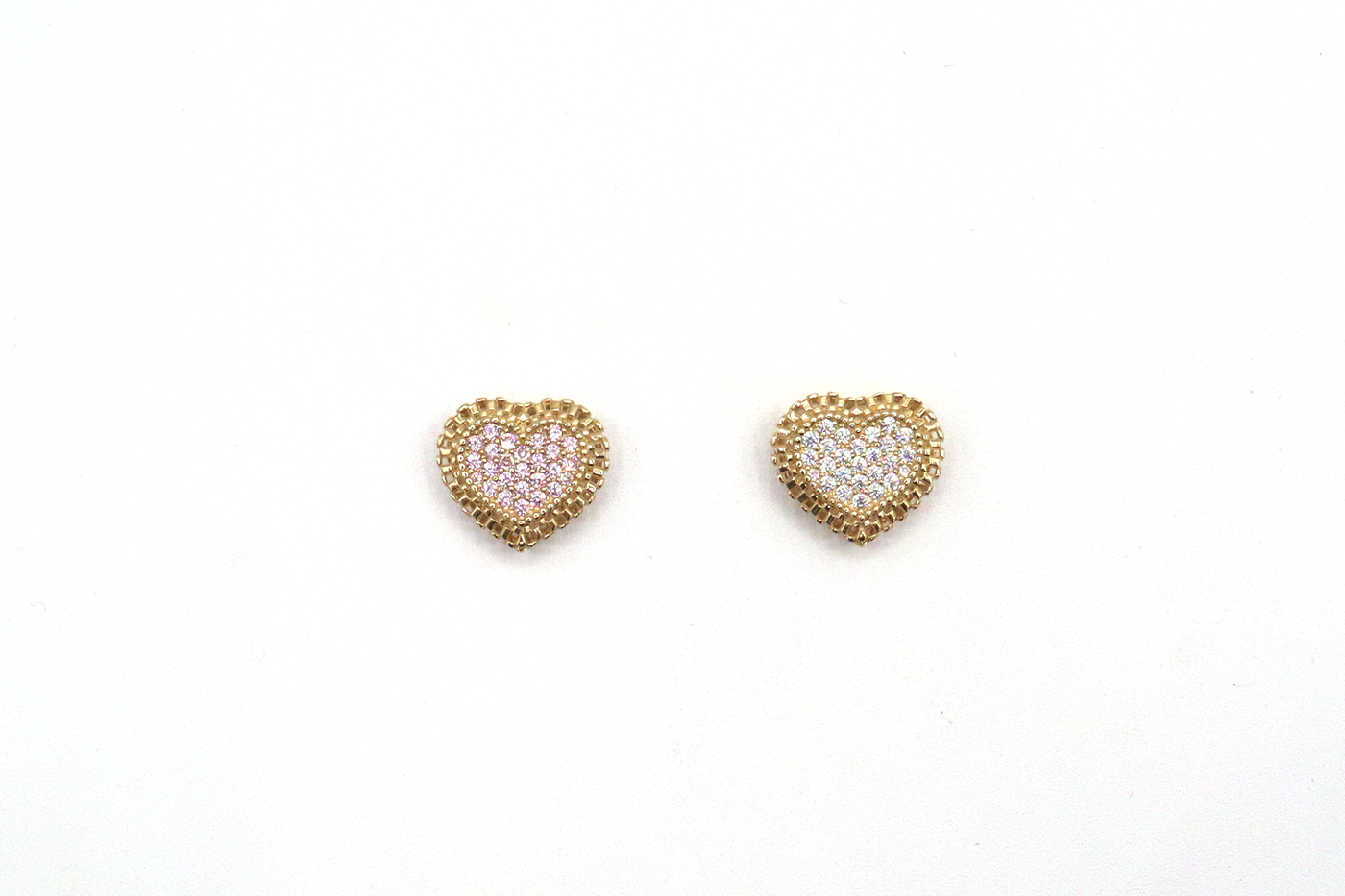 10K Solid Yellow Gold Rolly Heart CZ Pendant