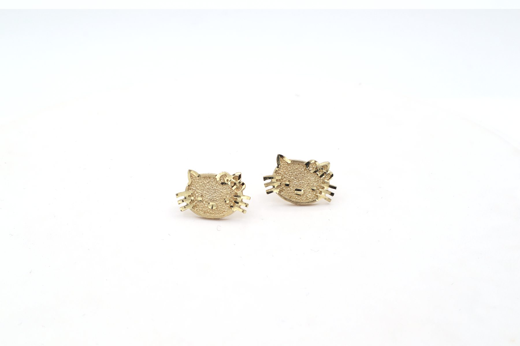 Cute Sexy Hello Kitty Face Earrings 10K Real Gold-STF DIAMONDS