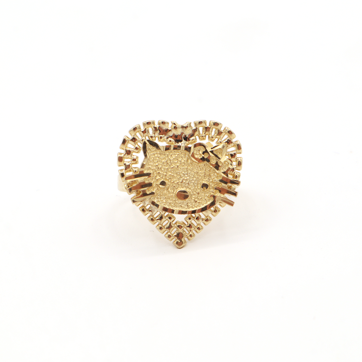 Hello Kitty Face Rolly heart Ring 10K Pure Gold - STF DIAMONDS