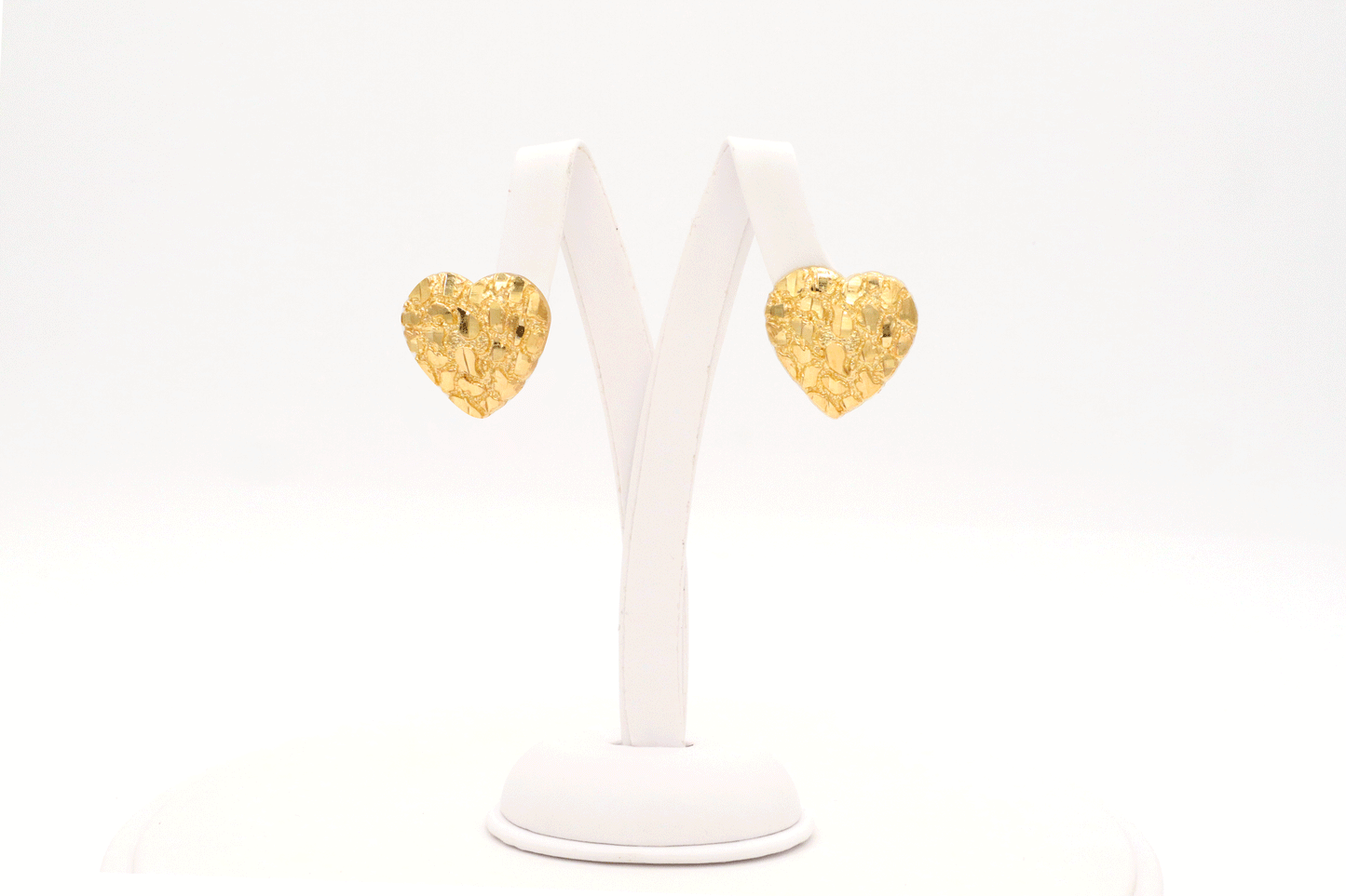 10K Real Gold Heart nugget Earrings Timeless Elegance - STF Diamonds