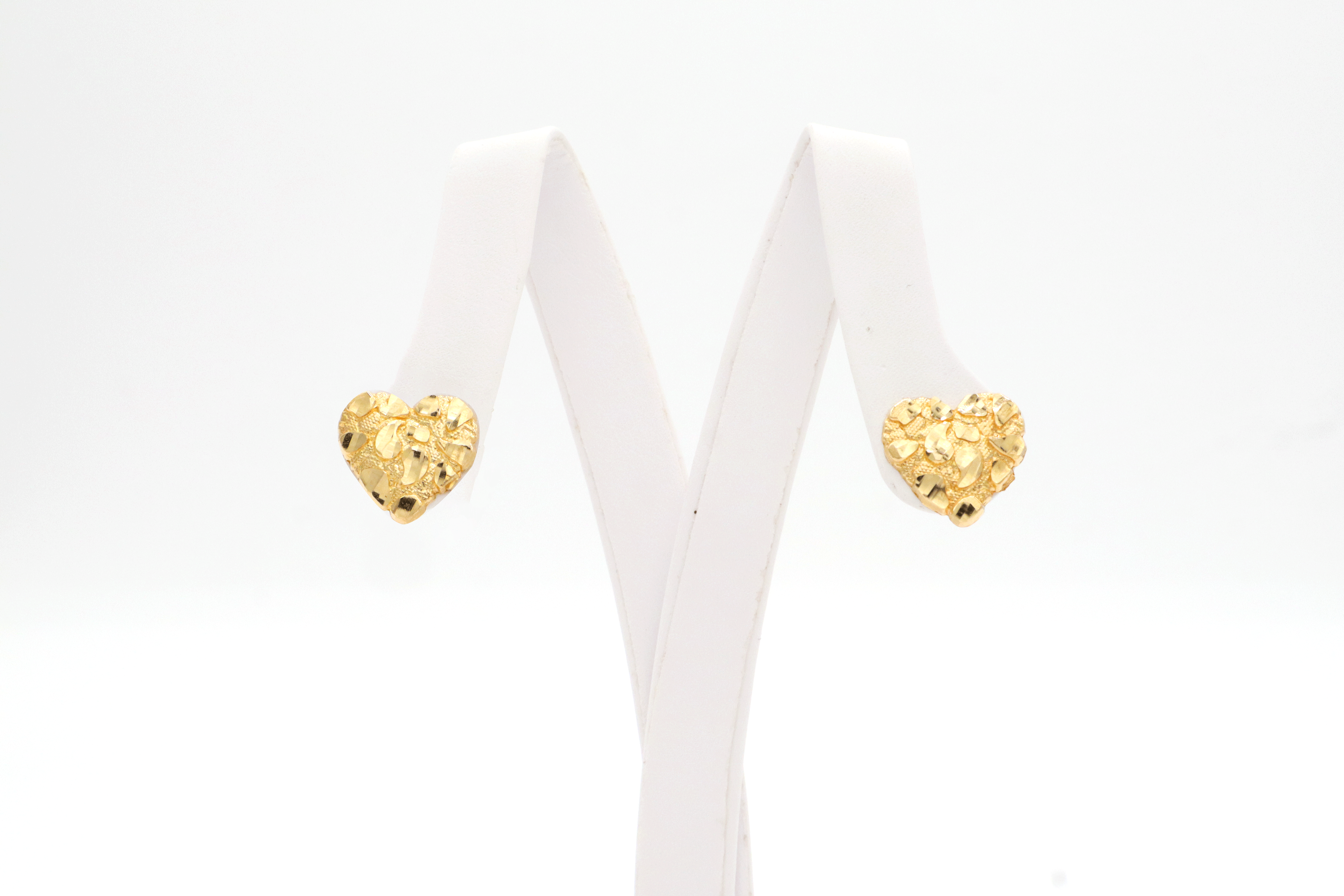 10K Real Gold Heart nugget Earrings Timeless Elegance - STF Diamonds