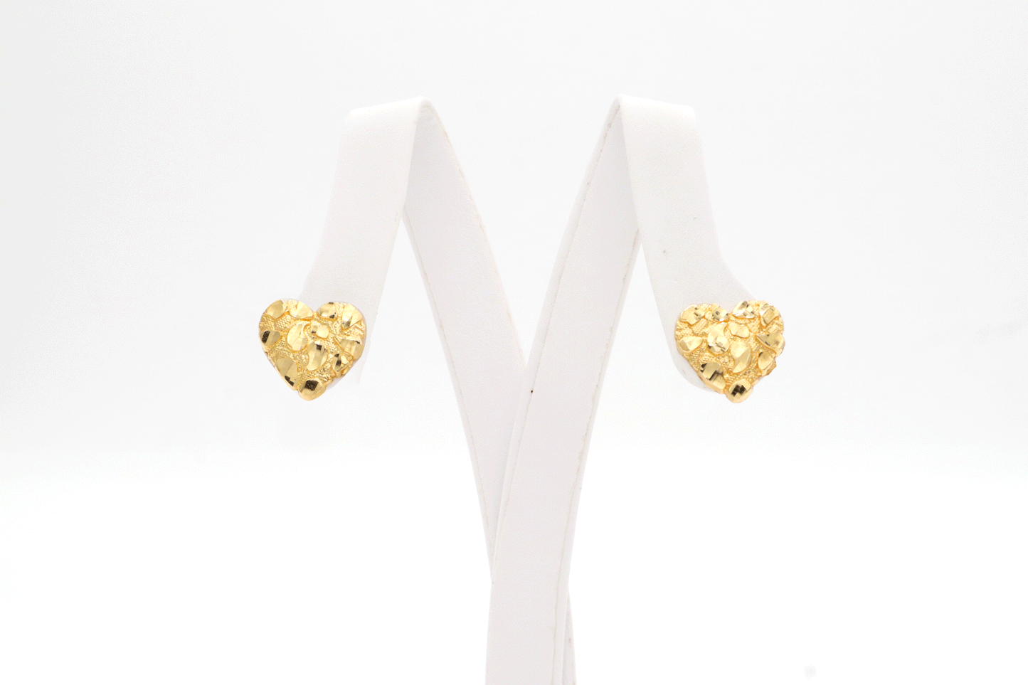 10K Real Gold Heart nugget Earrings Timeless Elegance - STF Diamonds