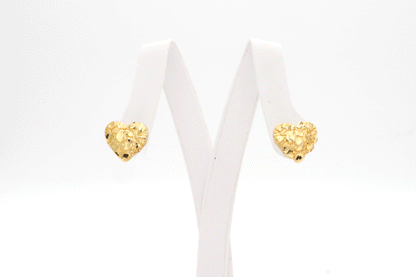 10K Real Gold Heart nugget Earrings Timeless Elegance - STF Diamonds