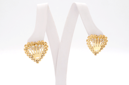 10K Gold Heart Rolly Crown Stud Earrings