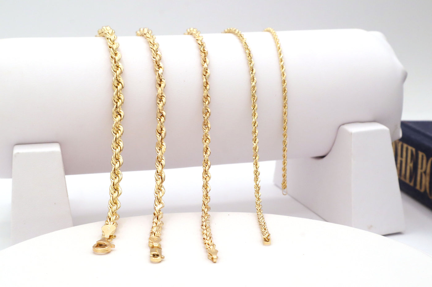 10K Solid Yellow Gold Twisted Rope Chain Bracelet 6-9"