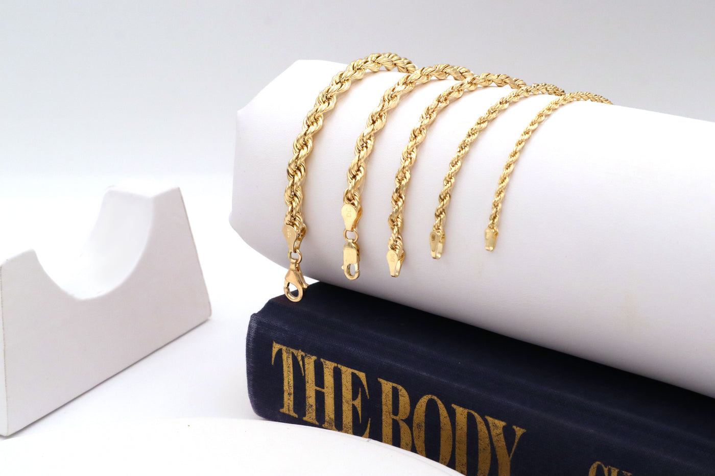 10K Solid Yellow Gold Twisted Rope Chain Bracelet 6-9"