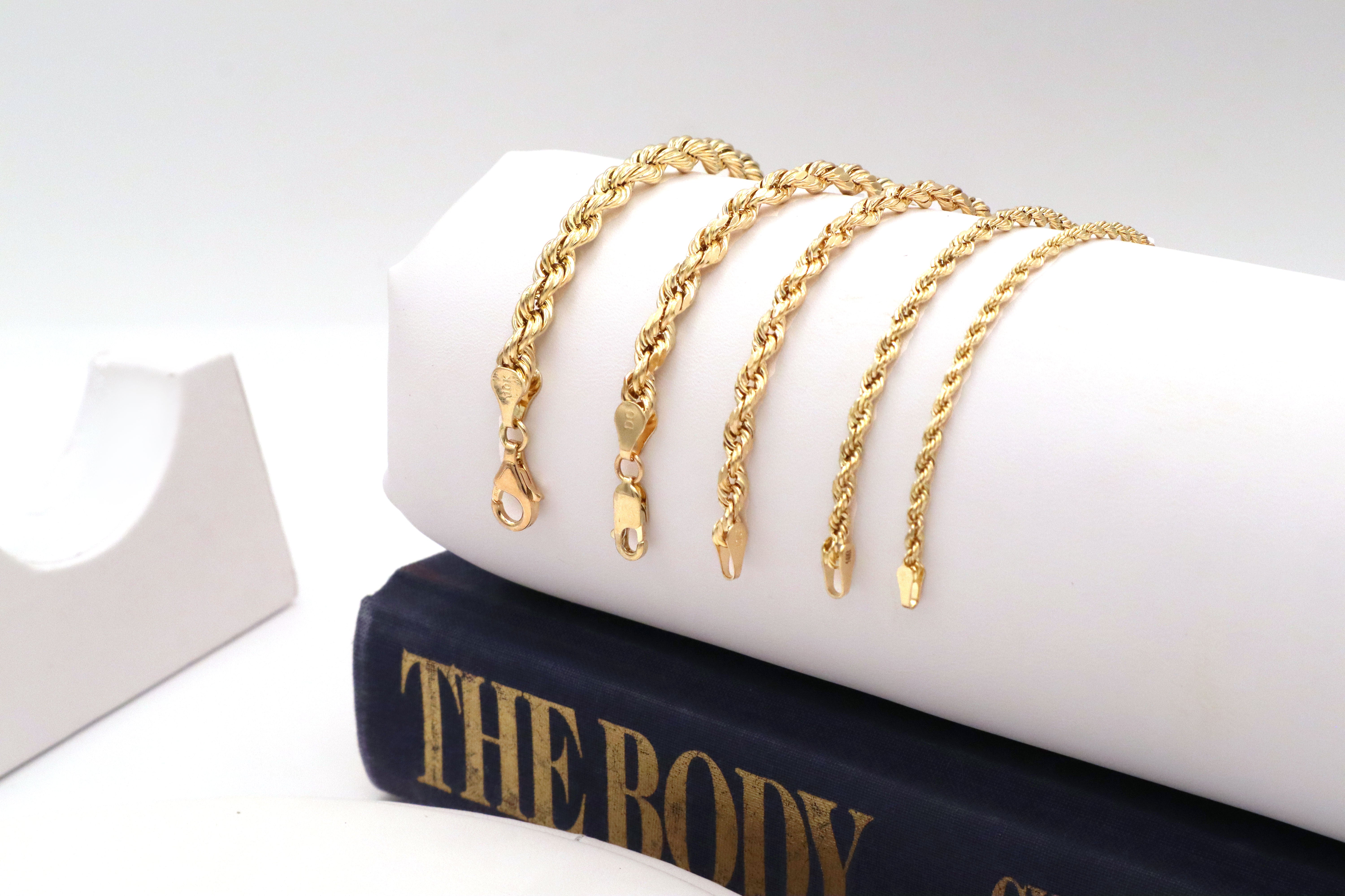 10K Real Yellow Gold Rope Chain Bracelets - STF Diamonds