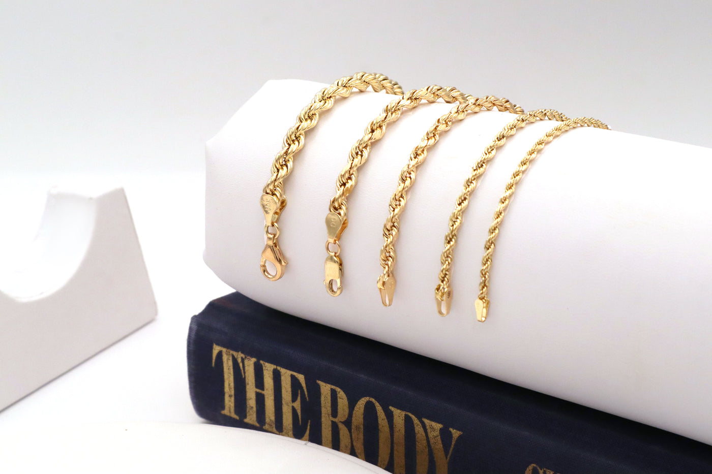 10K Solid Yellow Gold Twisted Rope Chain Bracelet 6-9"