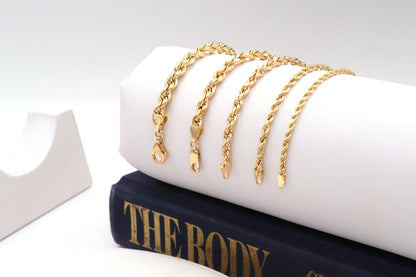 10K Real Yellow Gold Rope Chain Bracelets - STF Diamonds