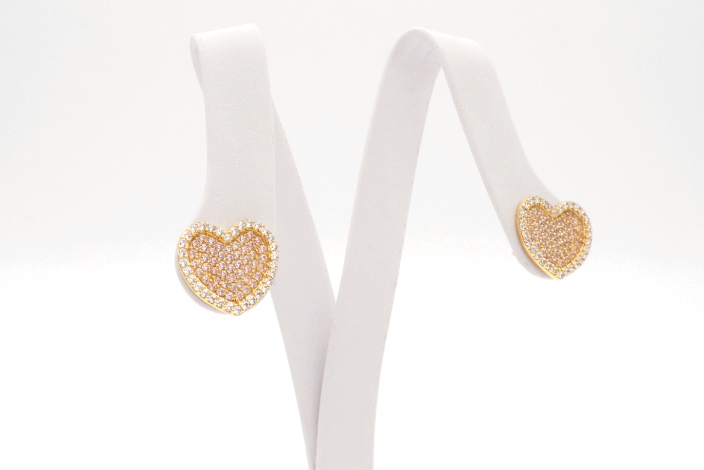 10K real Gold pink Heart CZ Cubic earring STF Diamonds