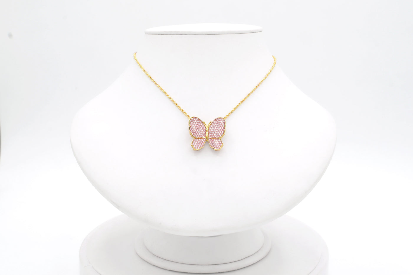 10K Solid Gold Pink Butterfly Charm