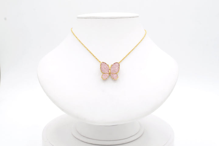 10K Solid Gold Pink Butterfly Charm