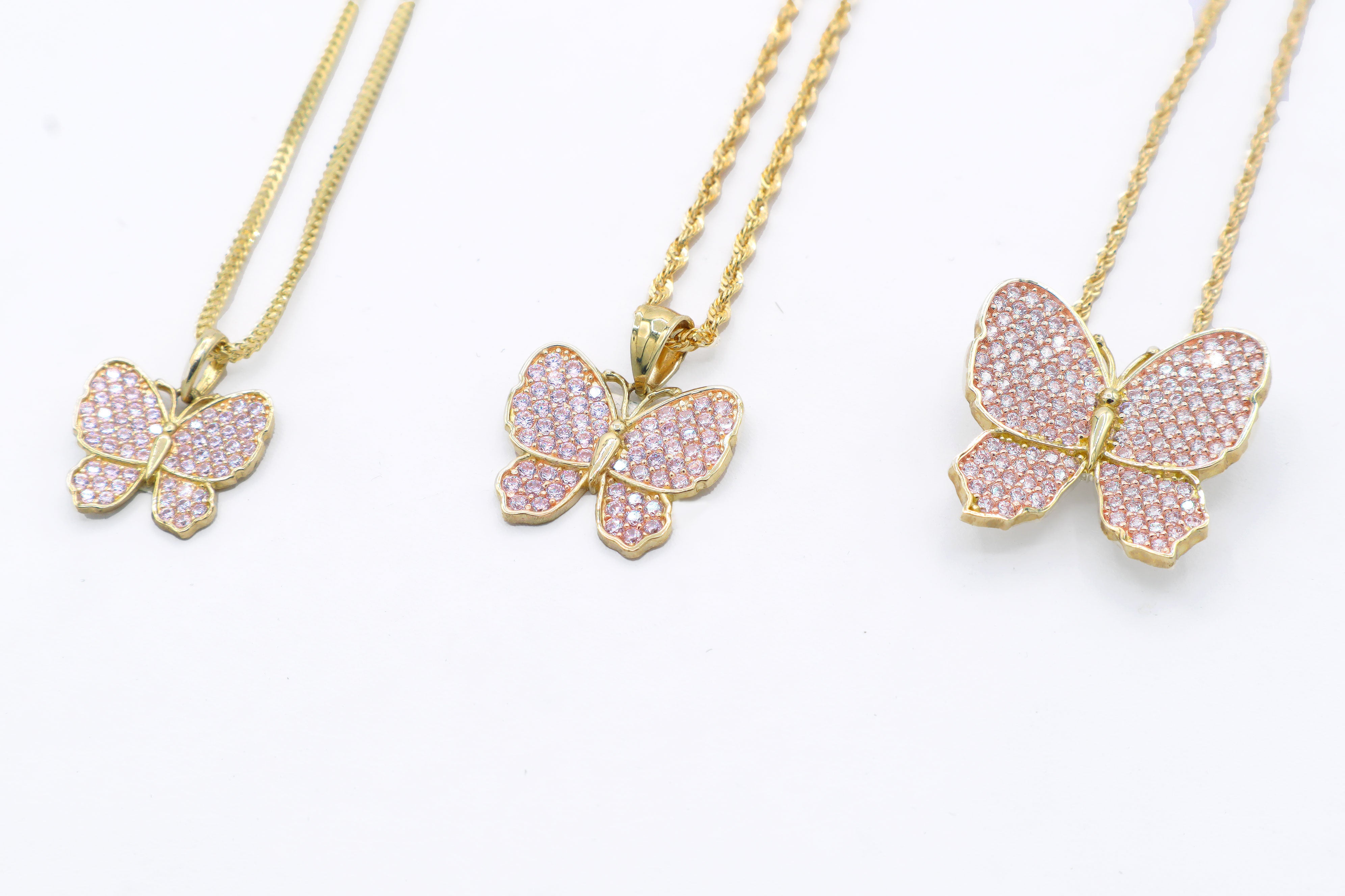 10K Real Gold Pink Butterfly Charm STF DIAMONDS