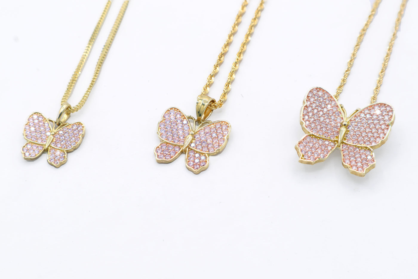 10K Solid Gold Pink Butterfly Charm