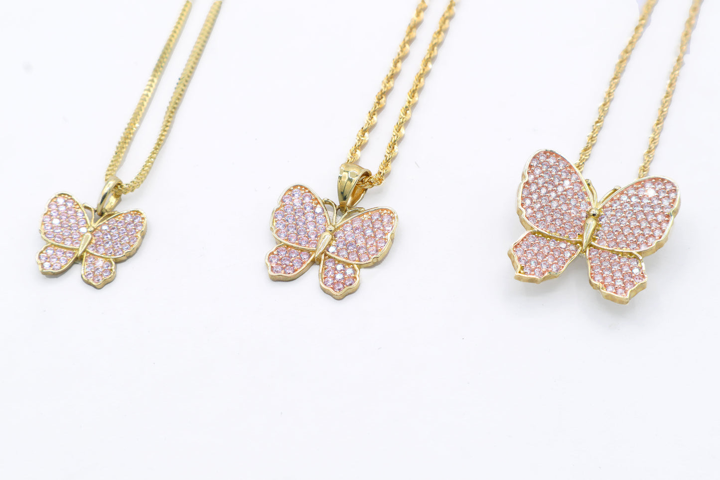 10K Real Gold Pink Butterfly Charm STF DIAMONDS