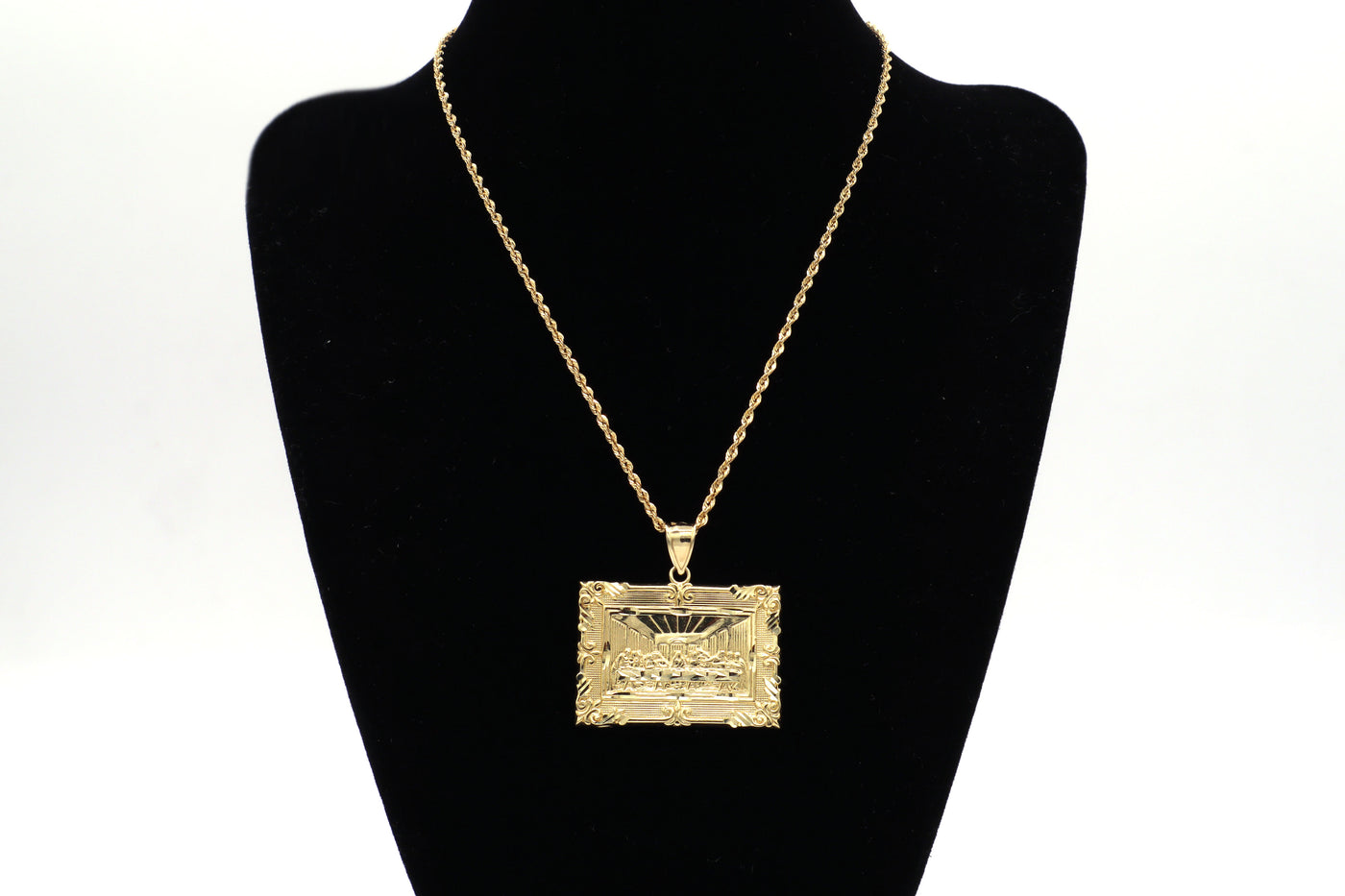 10K Solid Gold Jesus Last Supper Rectangle Charm