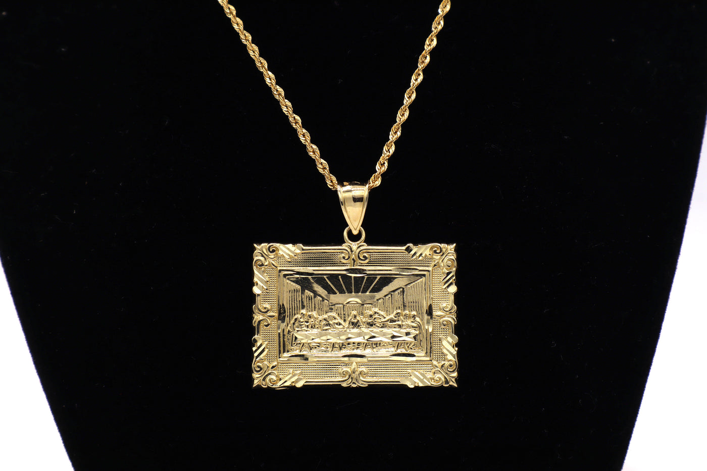 10K Solid Gold Jesus Last Supper Rectangle Charm