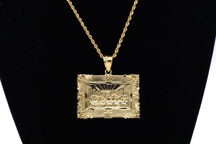 10K Solid Gold Jesus Last Supper Rectangle Charm