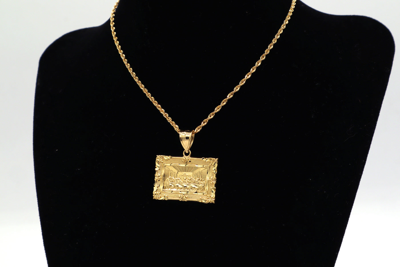 10K Solid Gold Jesus Last Supper Rectangle Charm
