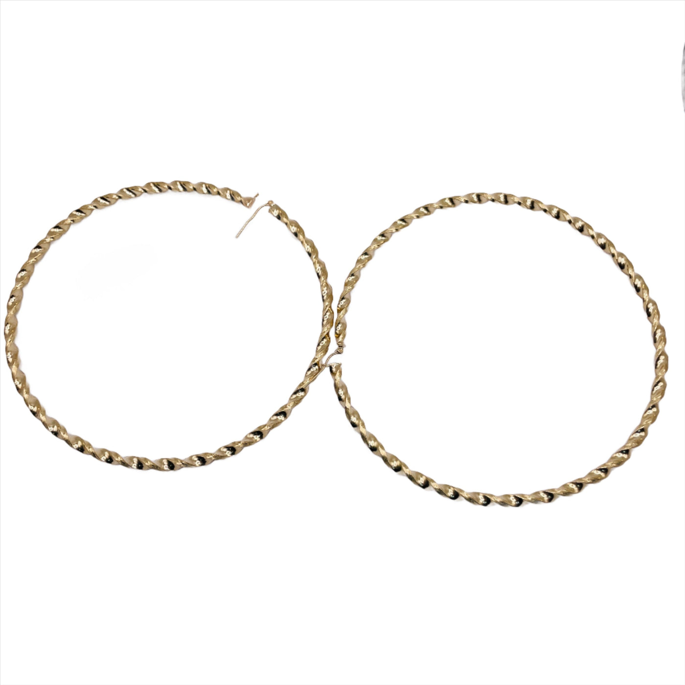 10K Yellow Gold Gold3.3mm Twist Hoop Earrings (5" diameter)