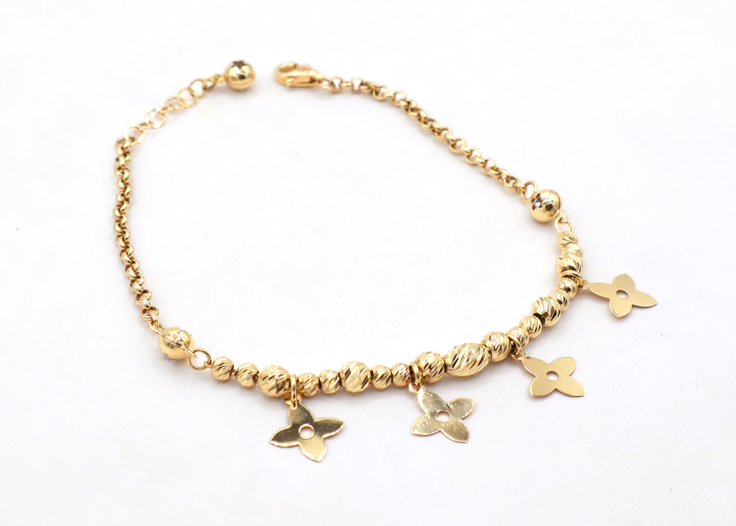 14K Gold 4 Leaf star charms authentic bracelet-STF DIAMONDS