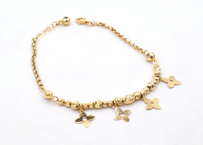 14K Gold 4 Leaf star charms authentic bracelet-STF DIAMONDS