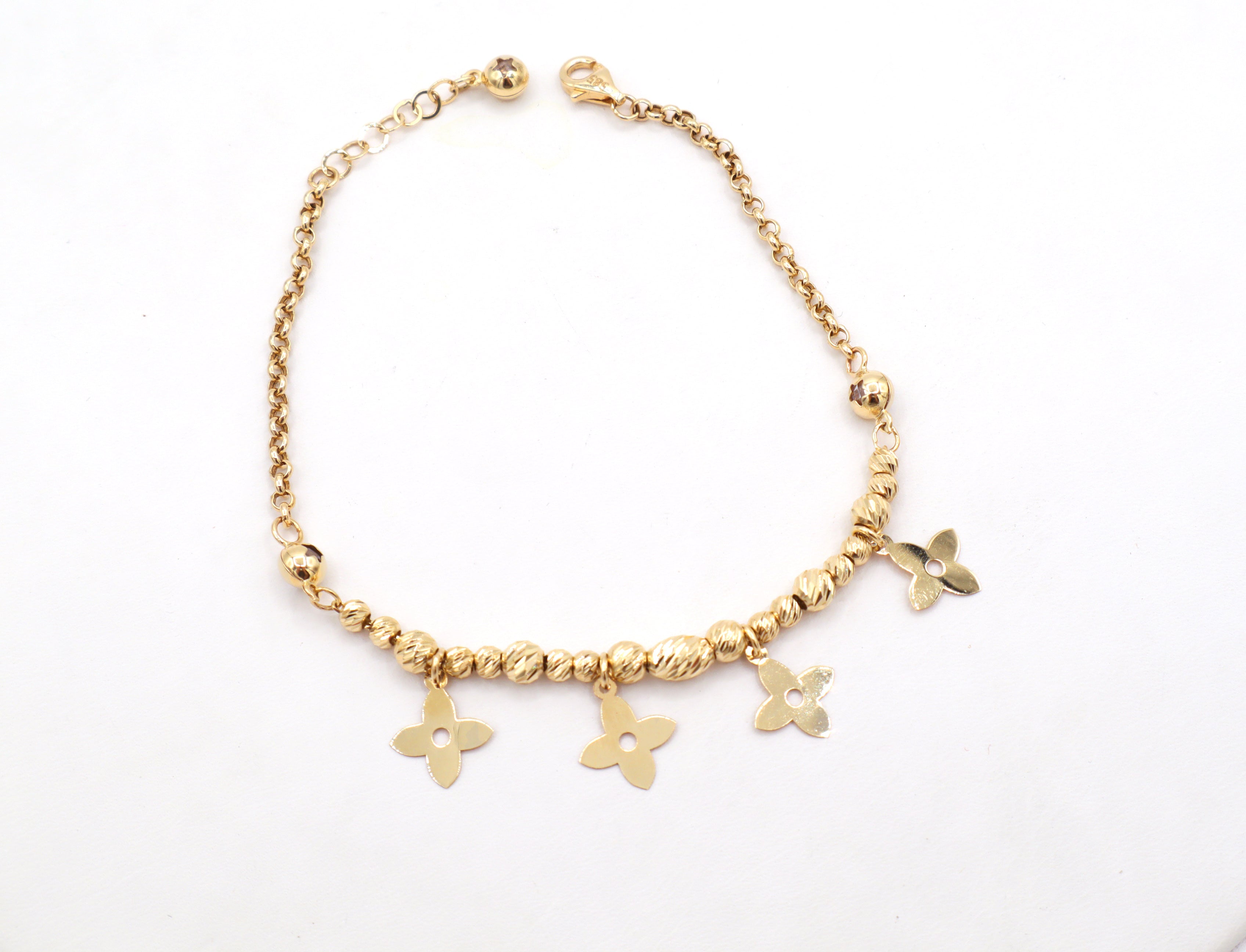 14K Gold 4 Leaf star charms authentic bracelet-STF DIAMONDS