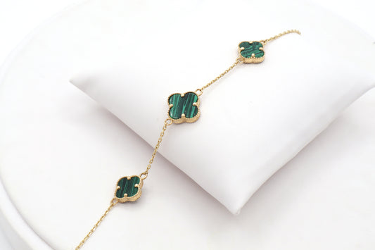 Green Love Clover 3 charms 14K Real Gold -STF DIAMONDS