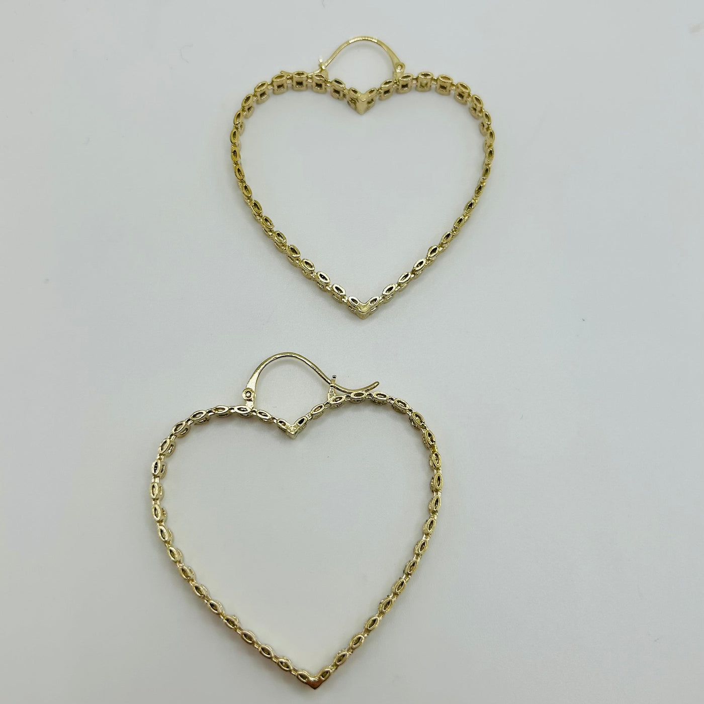 10K Yellow Gold RX Heart Hoops (2")