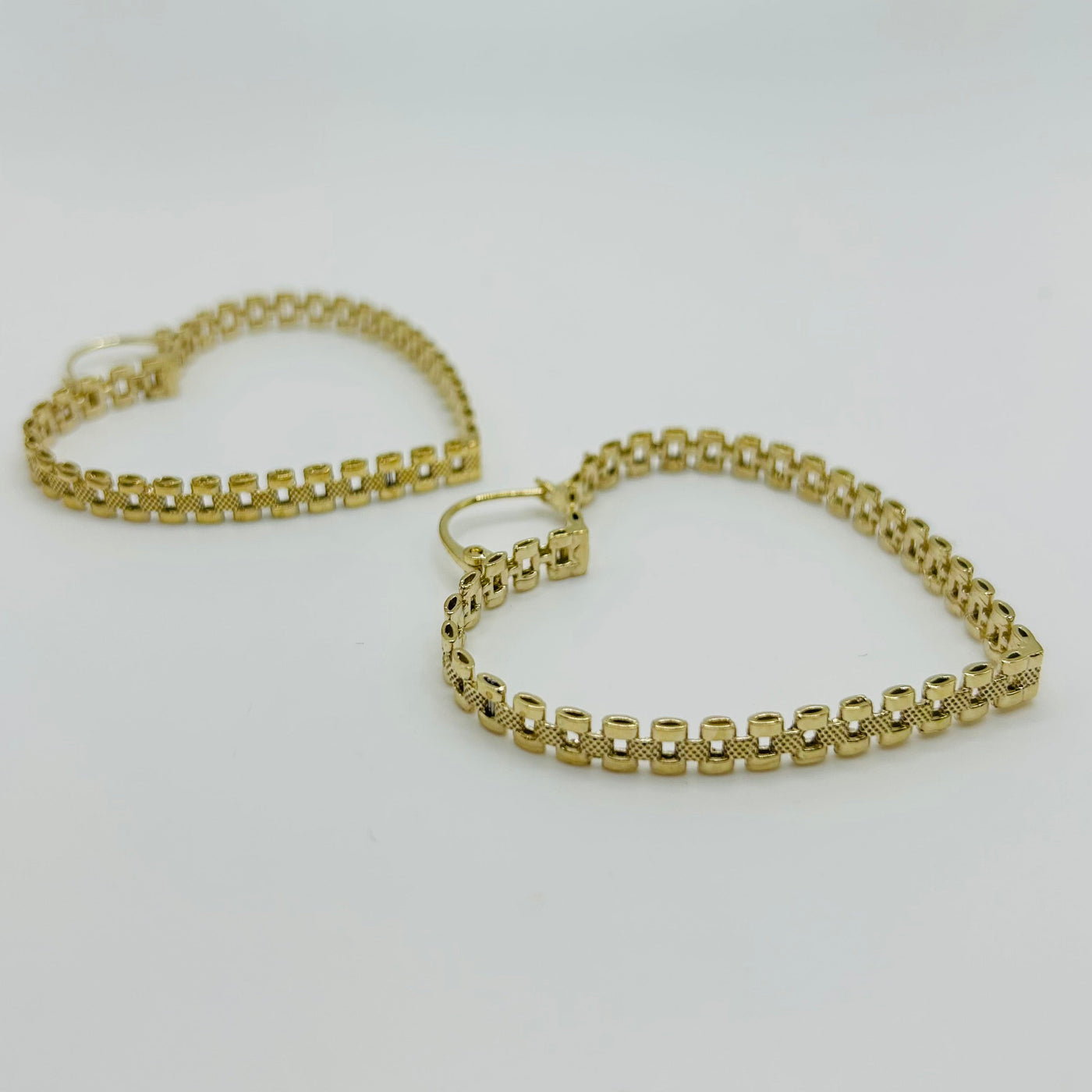 10K Yellow Gold RX Heart Hoops (2")