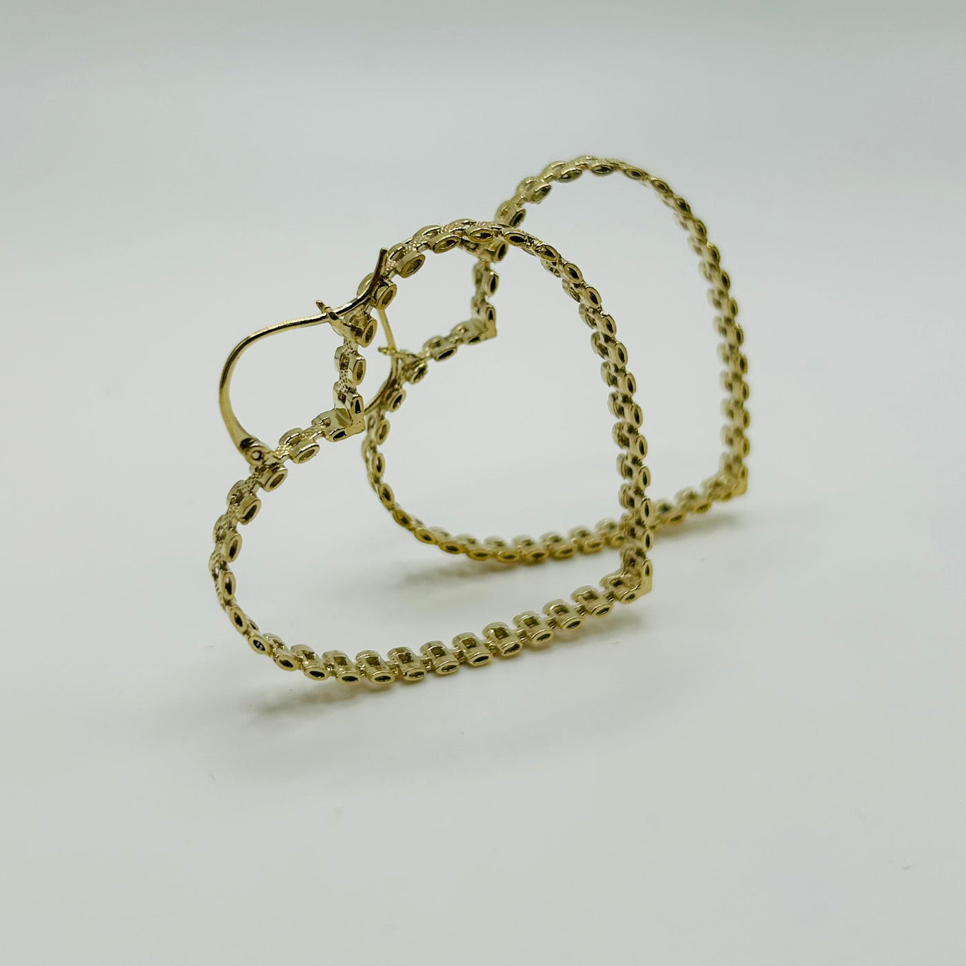 10K Yellow Gold RX Heart Hoops (2")