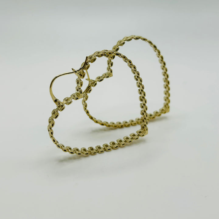 10K Yellow Gold RX Heart Hoops (2")