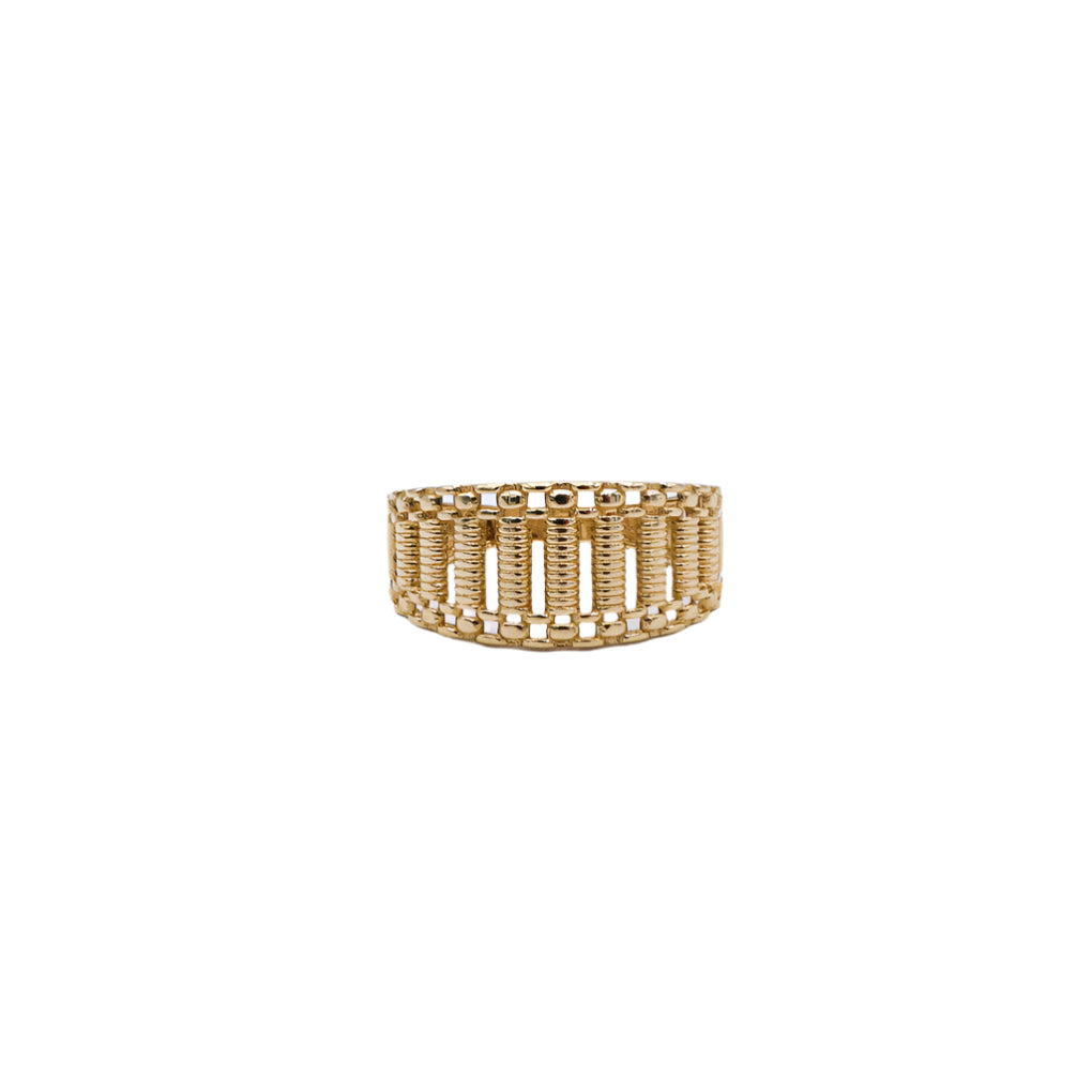 14K Solid Yellow Gold Woven Chain Band Ring 4-13"