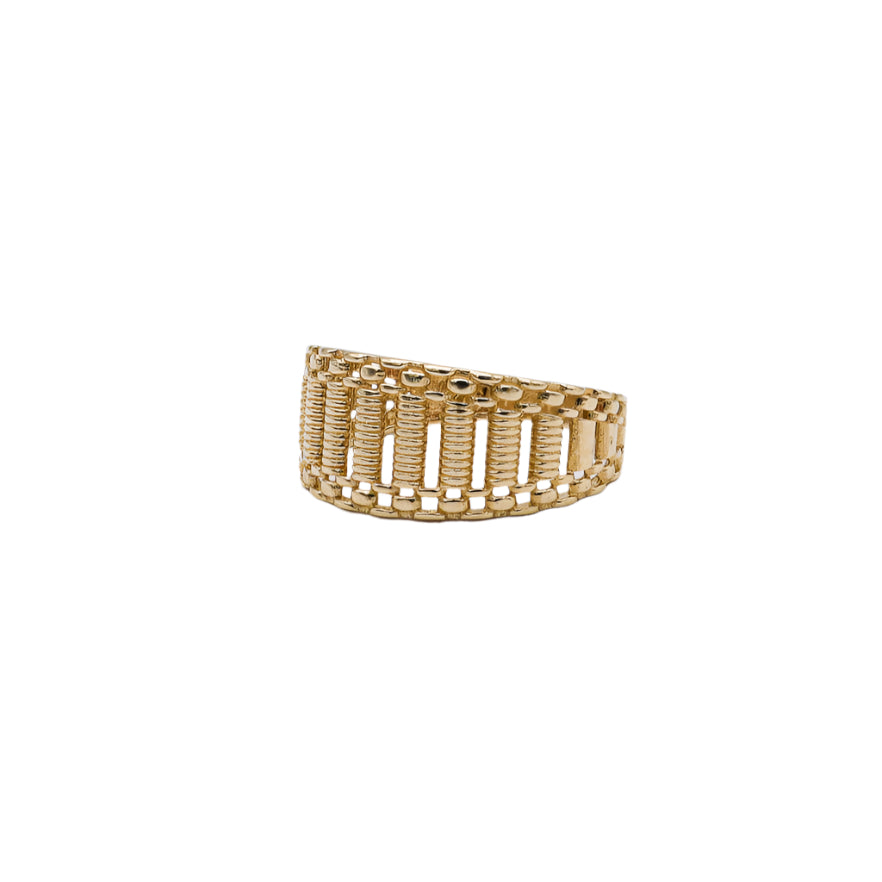 14K Solid Yellow Gold Woven Chain Band Ring 4-13"