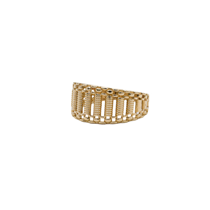 14K Solid Yellow Gold Woven Chain Band Ring 4-13"