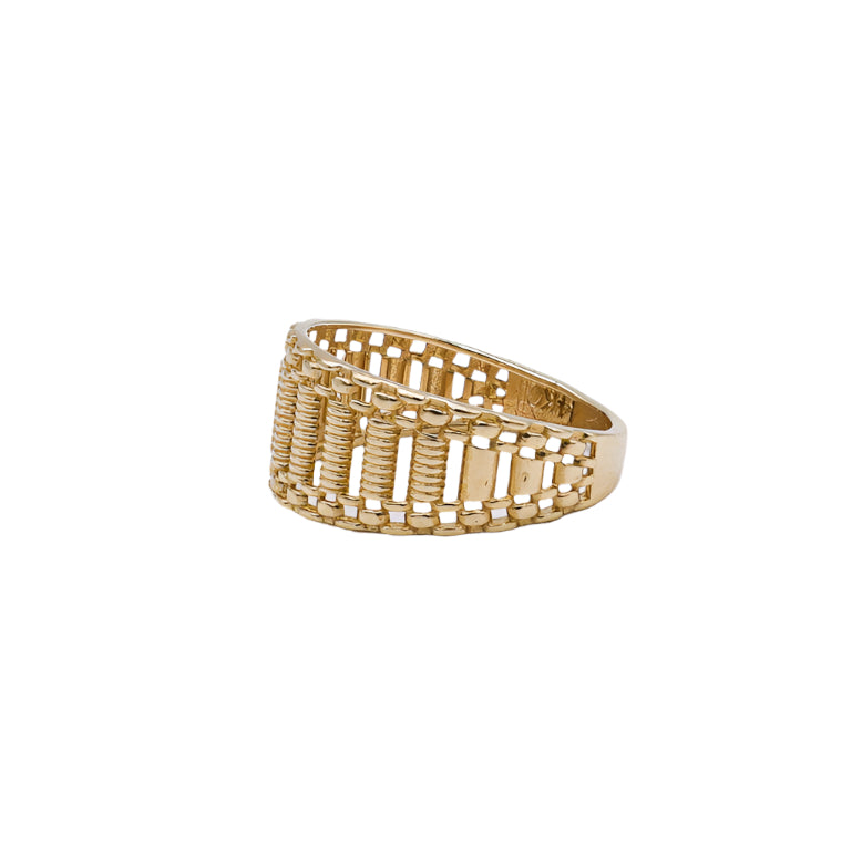 14K Solid Yellow Gold Woven Chain Band Ring 4-13"