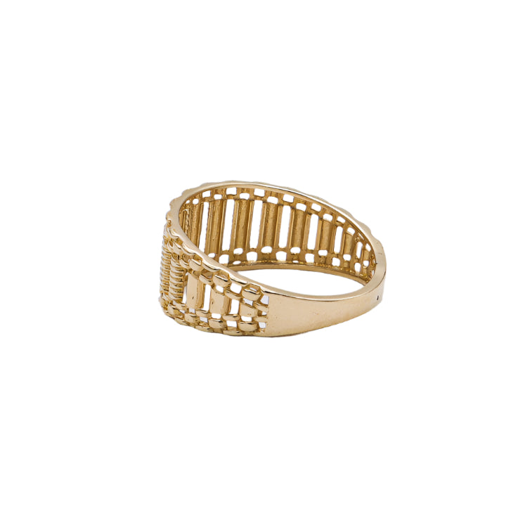 14K Solid Yellow Gold Woven Chain Band Ring 4-13"